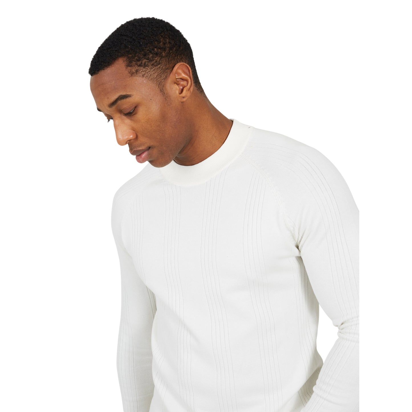 Vintage White - Side - Brave Soul Mens Knitted Long-Sleeved Jumper
