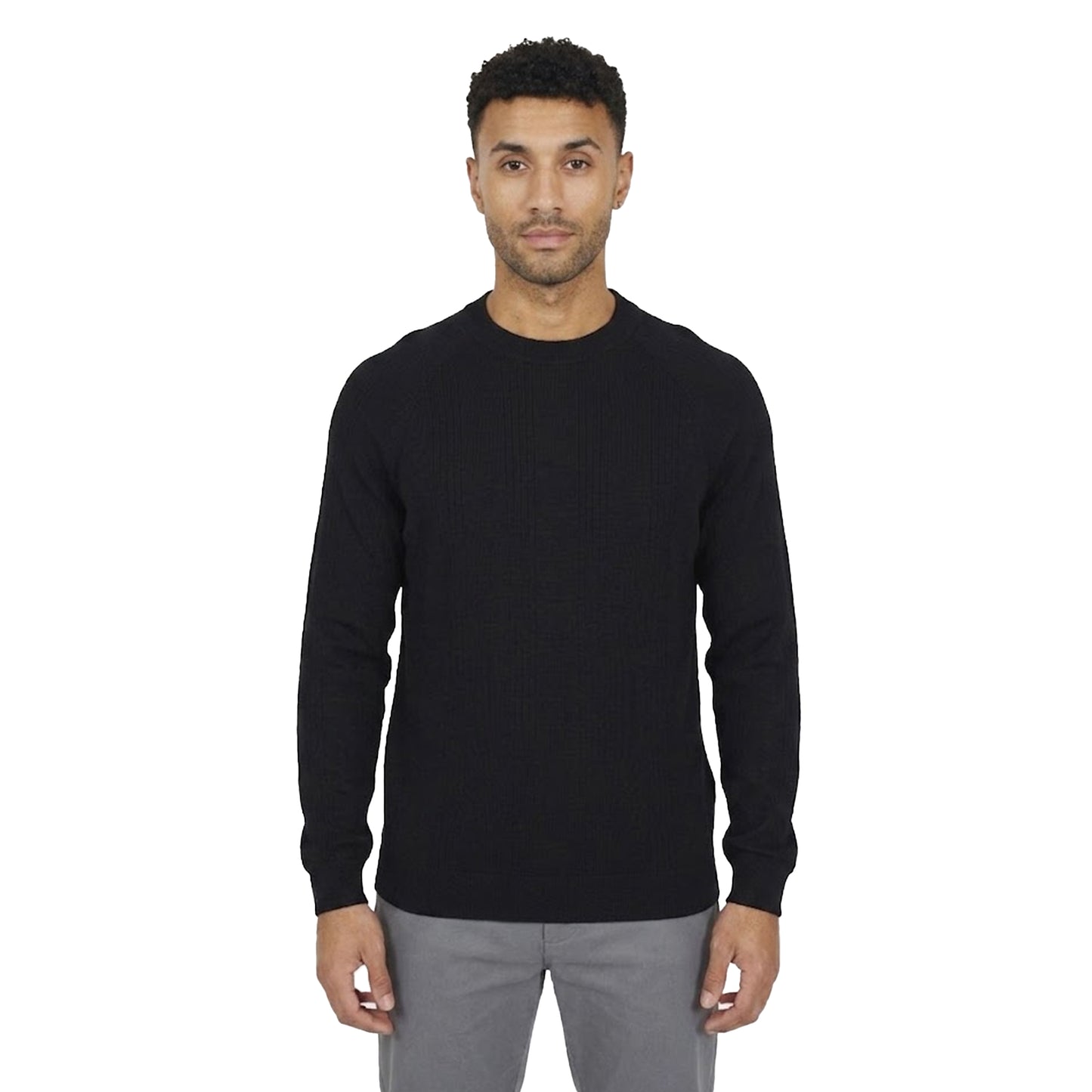 Jet Black - Front - Brave Soul Mens Knitted Long-Sleeved Jumper