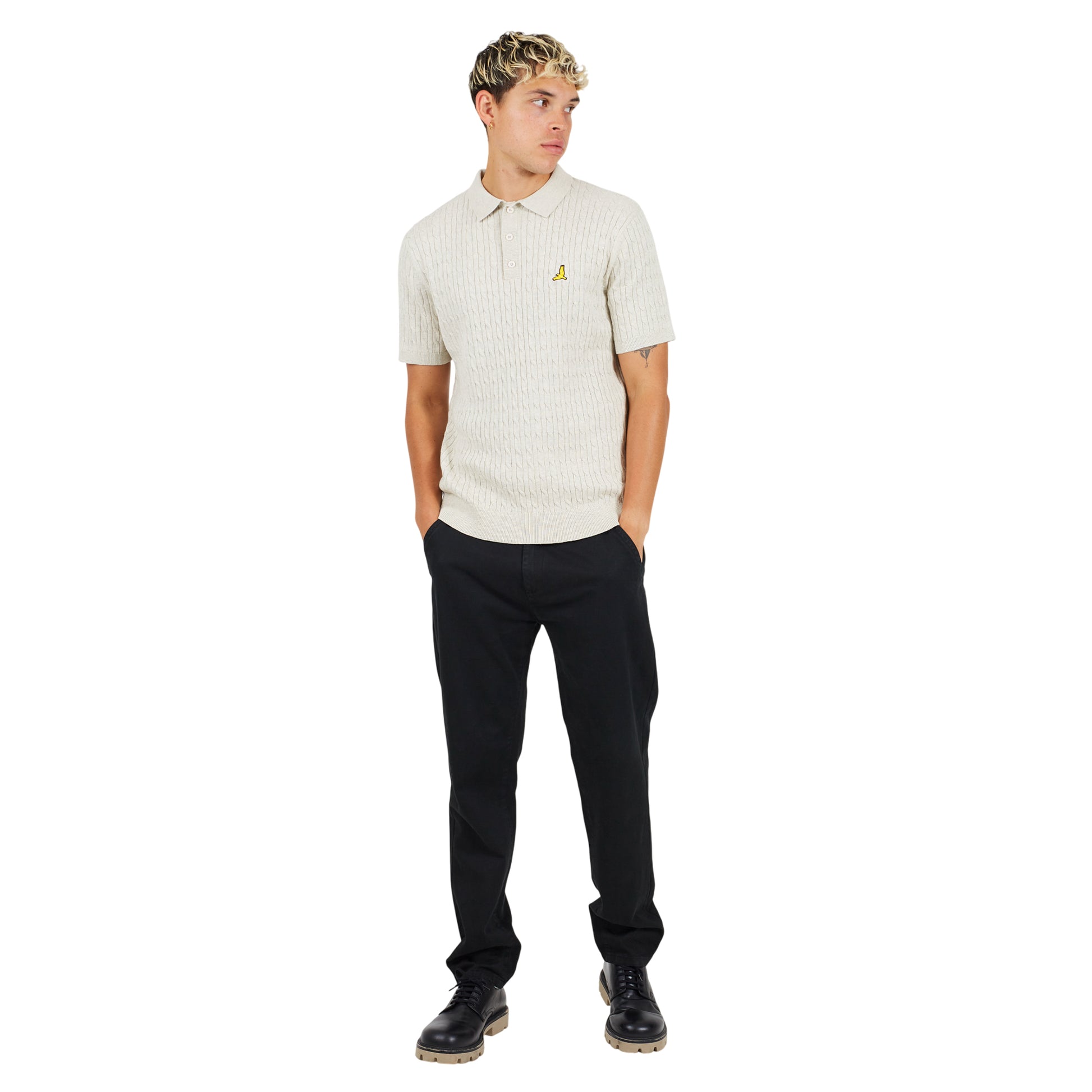 Ecru Marl - Lifestyle - Brave Soul Mens Mysterio Knitted Polo Shirt