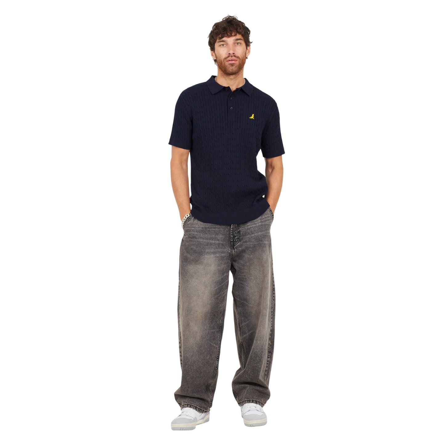 Midnight Navy - Lifestyle - Brave Soul Mens Mysterio Knitted Polo Shirt