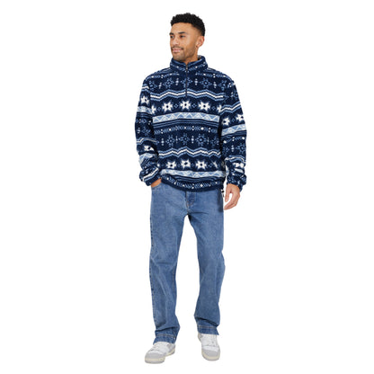 Navy-Multicoloured - Lifestyle - Brave Soul Mens Borg Quarter Zip Fleece