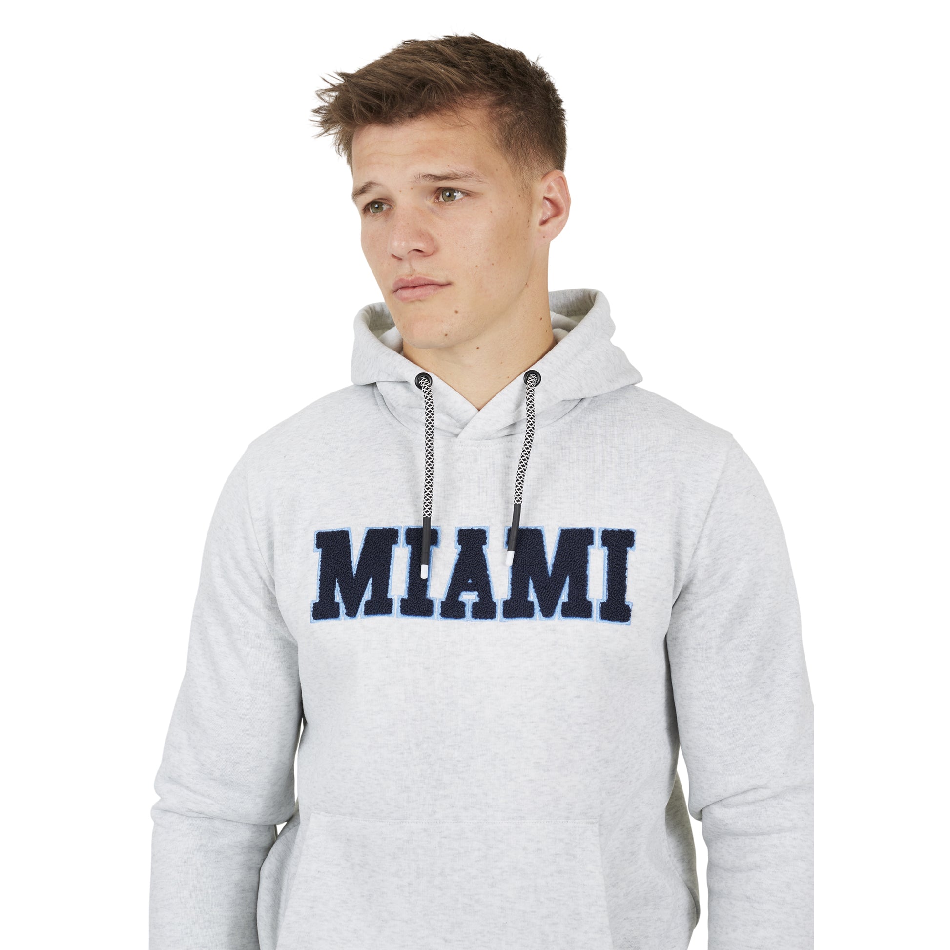 Ecru Marl - Side - Brave Soul Mens Crossover Overhead Hoodie