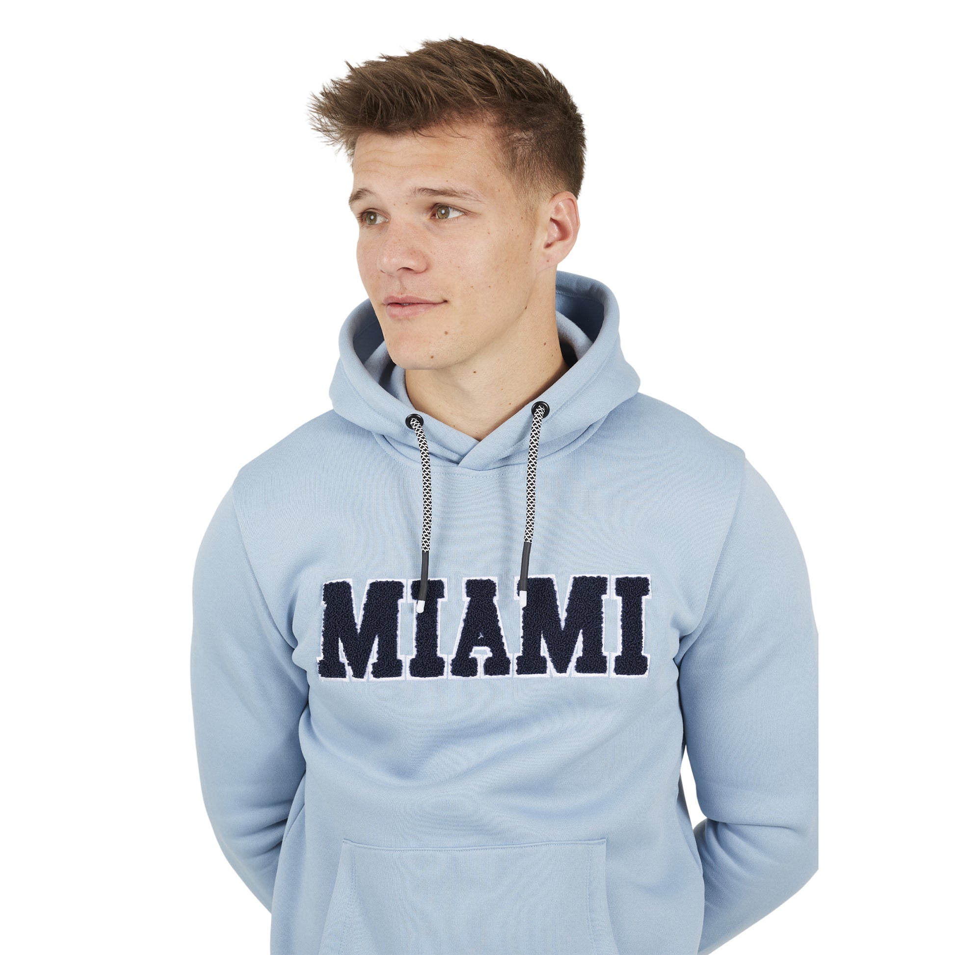 Steel Blue - Side - Brave Soul Mens Crossover Overhead Hoodie