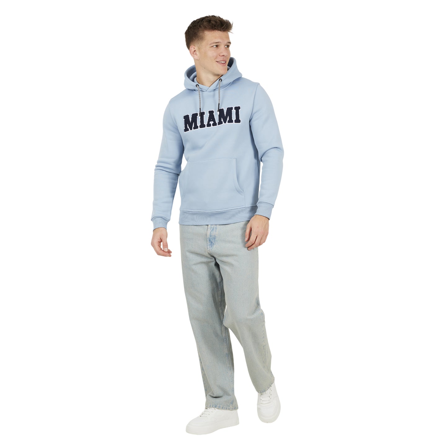 Steel Blue - Lifestyle - Brave Soul Mens Crossover Overhead Hoodie