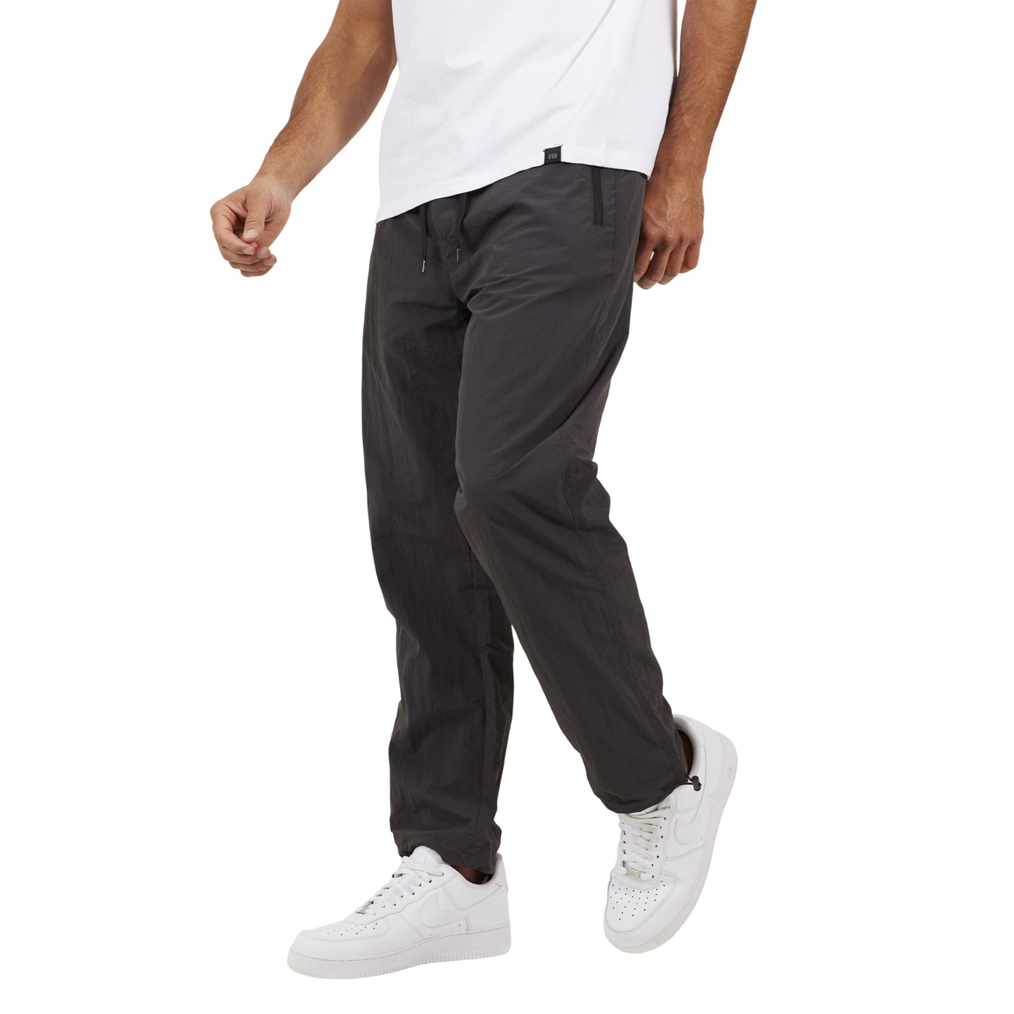 Dark Grey - Front - Brave Soul Mens Taslan Loose Cargo Trousers