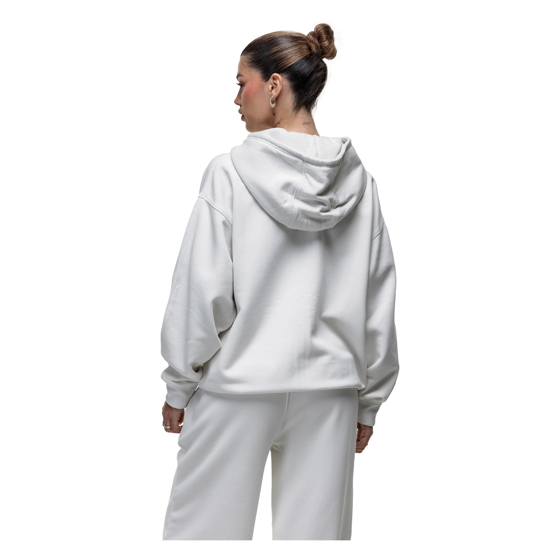 Off White - Back - Good For Nothing Womens-Ladies Spray Full Zip Hoodie