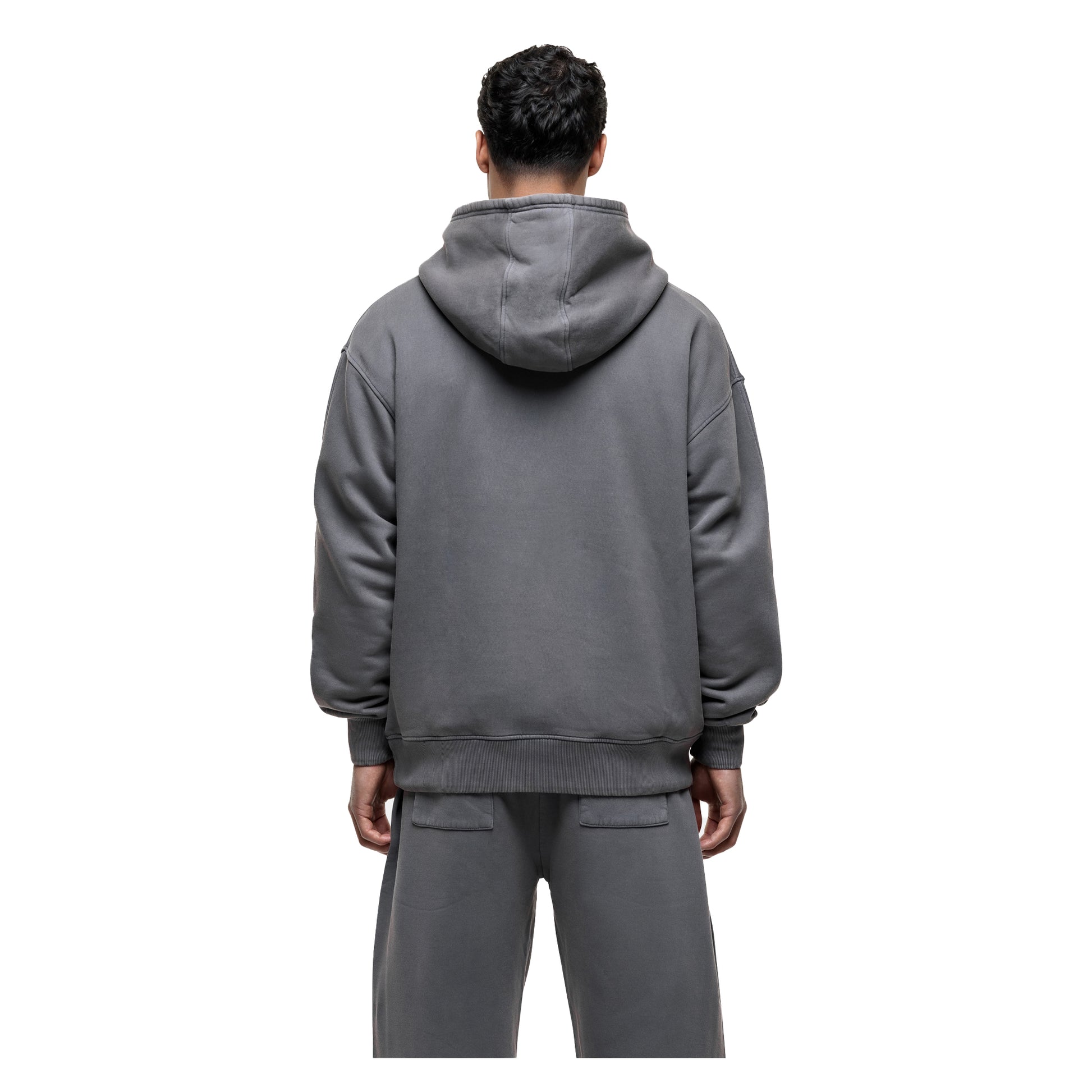 Grey - Back - Good For Nothing Mens Atelier Pull Over Branded Oversized Hoodie
