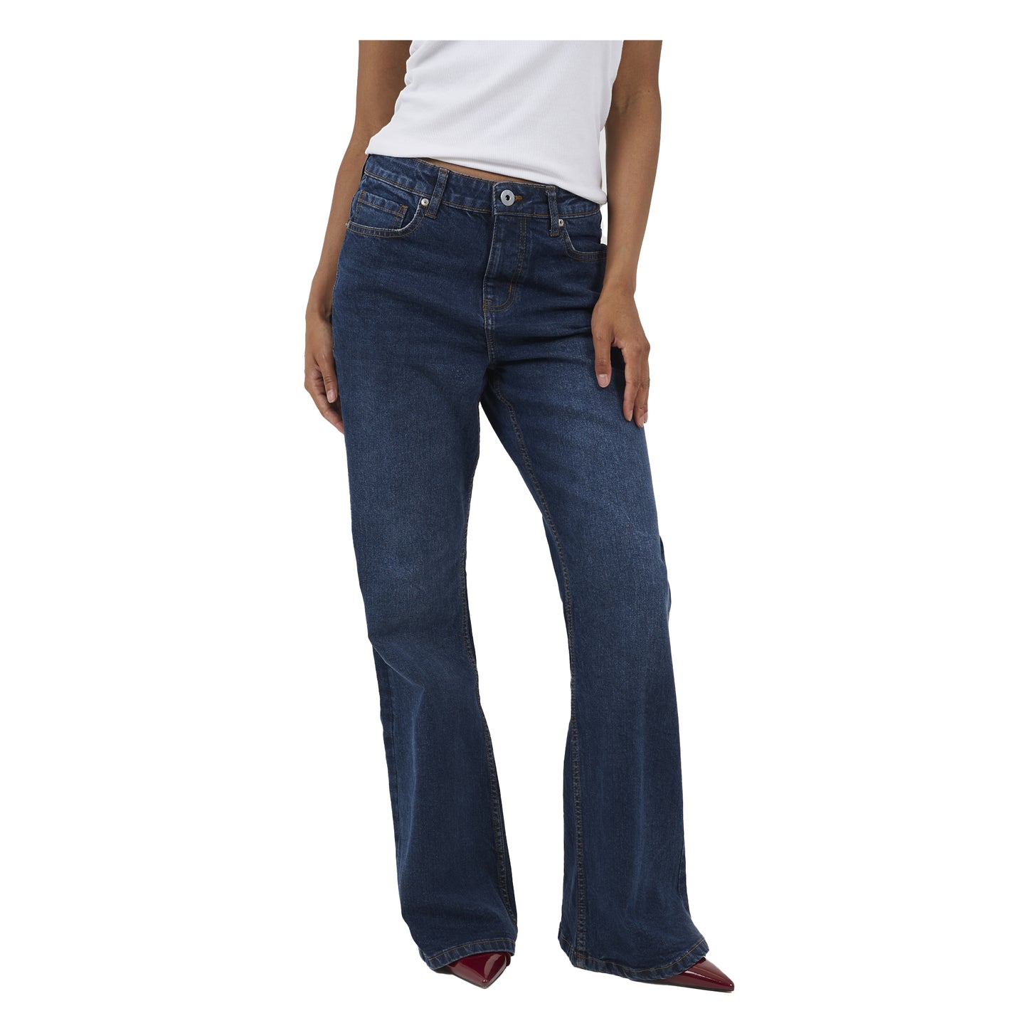 Indigo - Front - Brave Soul Womens-Ladies Flared Mid Rise Jeans