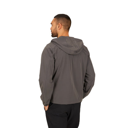 Grey - Back - Brave Soul Mens Lightweight Hooded Jacket