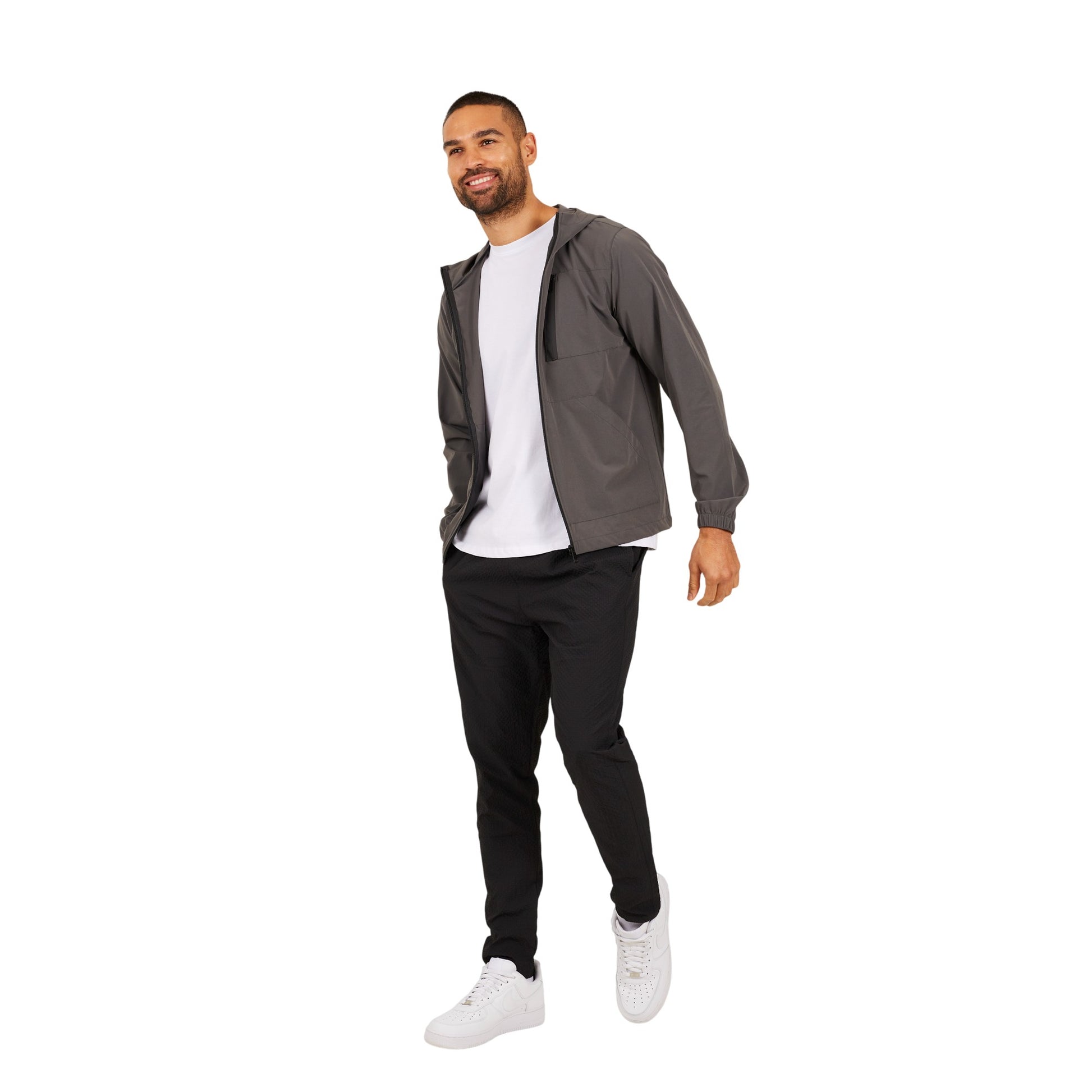 Grey - Lifestyle - Brave Soul Mens Lightweight Hooded Jacket
