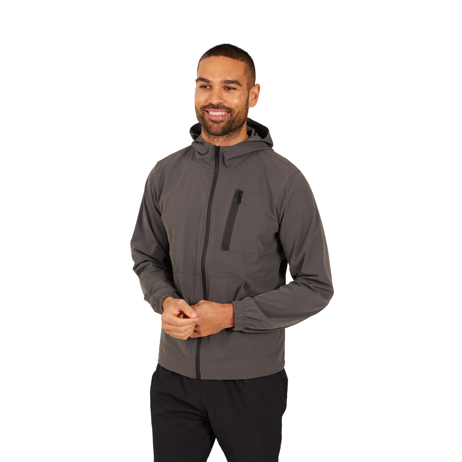 Grey - Front - Brave Soul Mens Lightweight Hooded Jacket