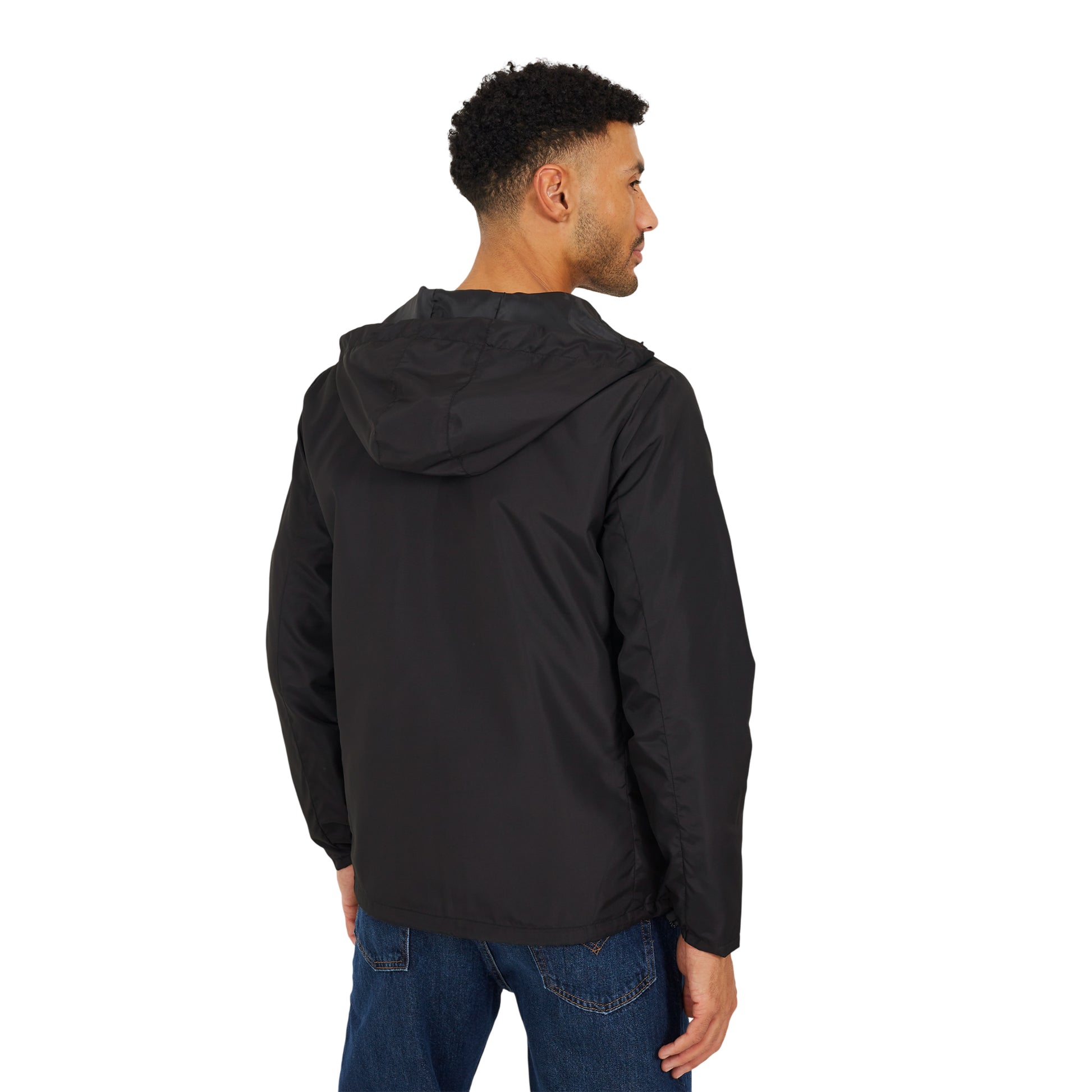 Black - Back - Brave Soul Mens Lightweight Hooded Jacket