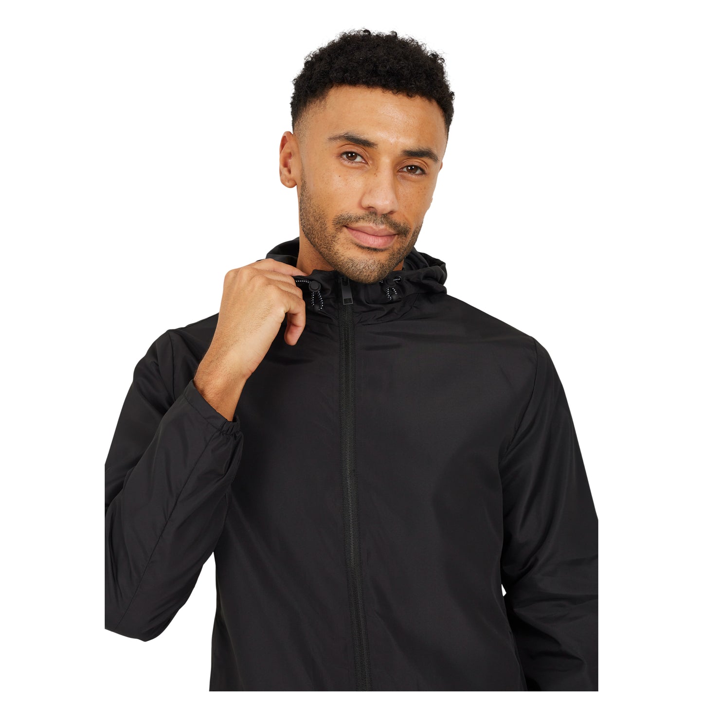 Black - Side - Brave Soul Mens Lightweight Hooded Jacket