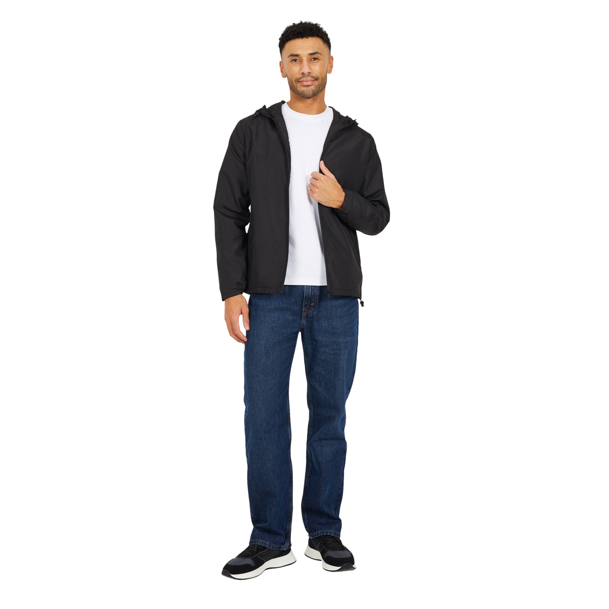 Black - Lifestyle - Brave Soul Mens Lightweight Hooded Jacket