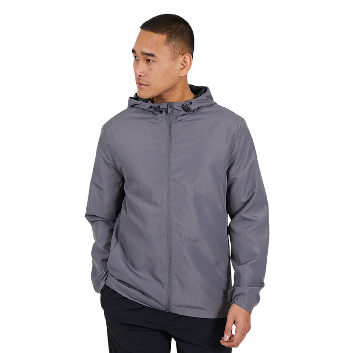 Grey - Front - Brave Soul Mens Lightweight Hooded Jacket