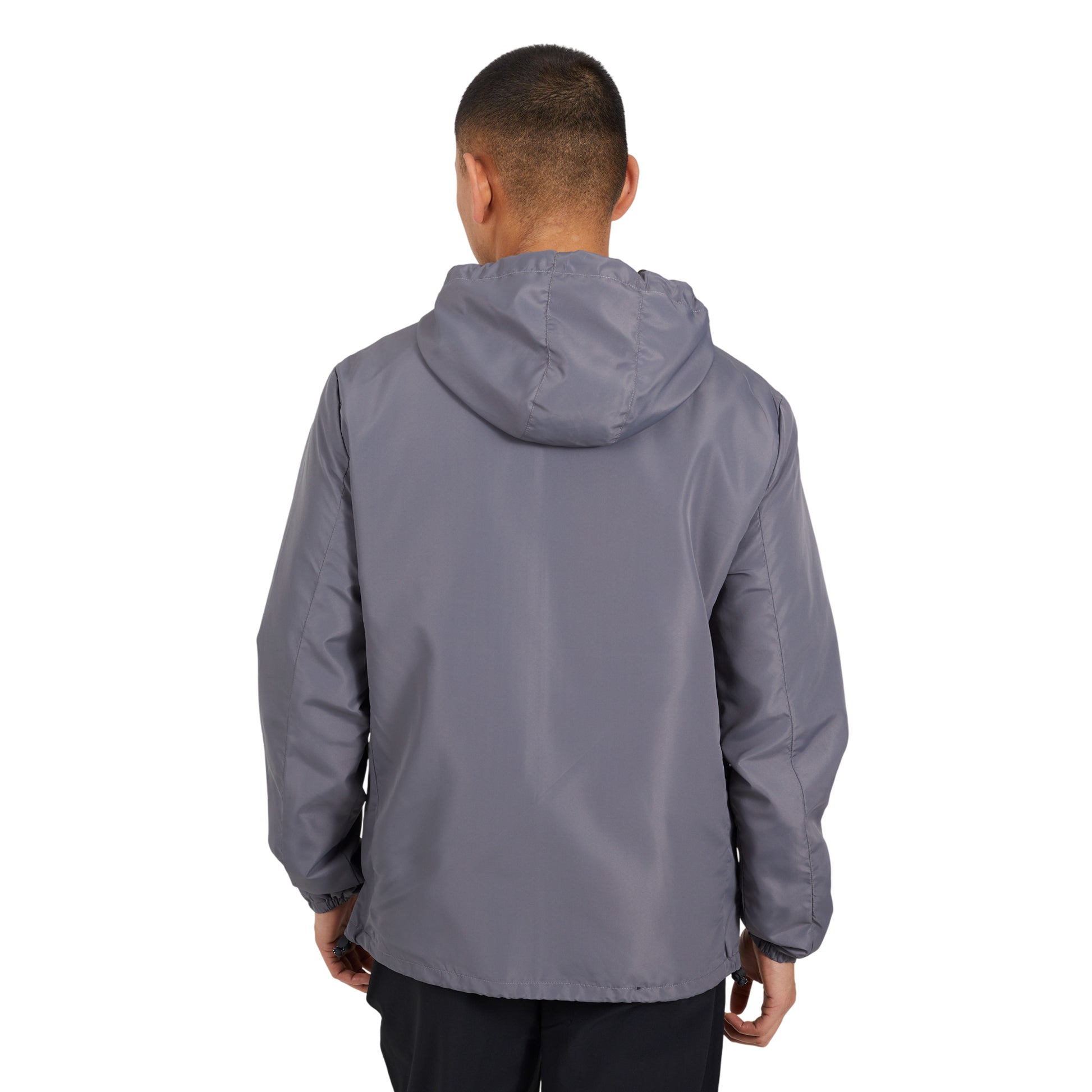 Grey - Back - Brave Soul Mens Lightweight Hooded Jacket