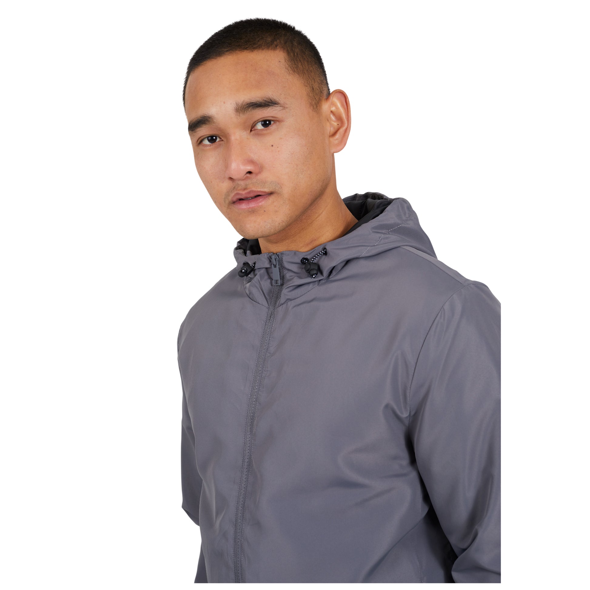 Grey - Side - Brave Soul Mens Lightweight Hooded Jacket