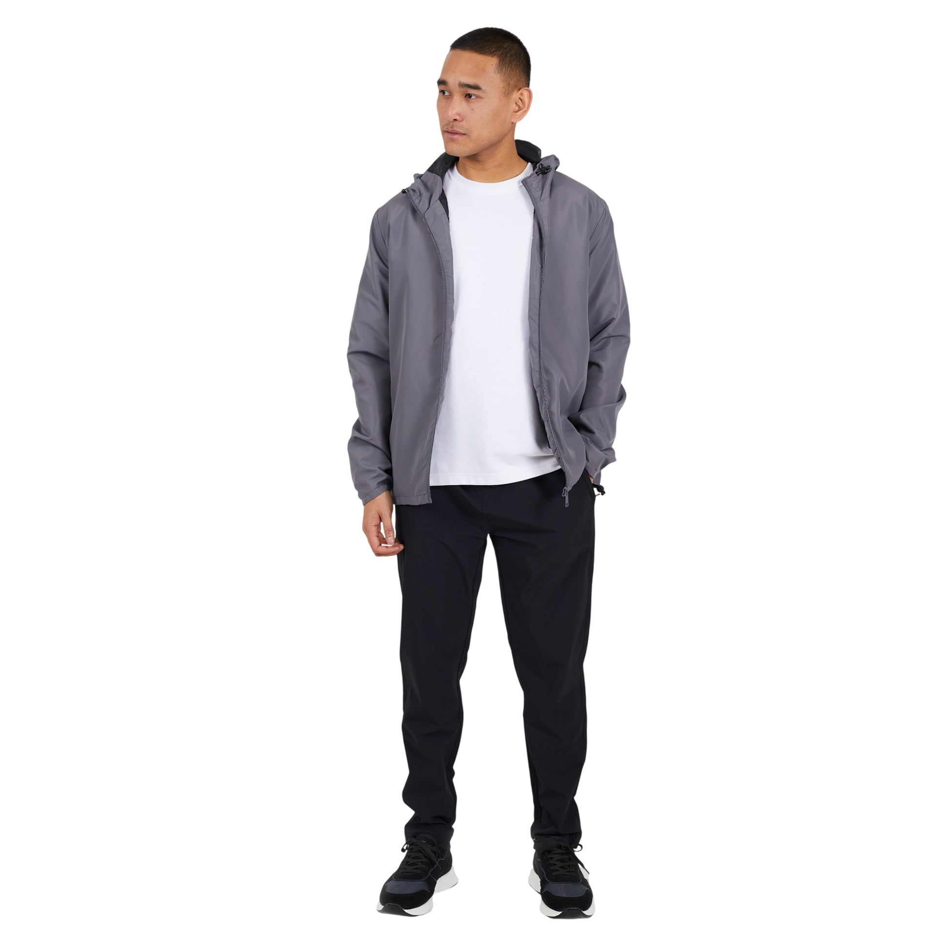 Grey - Lifestyle - Brave Soul Mens Lightweight Hooded Jacket