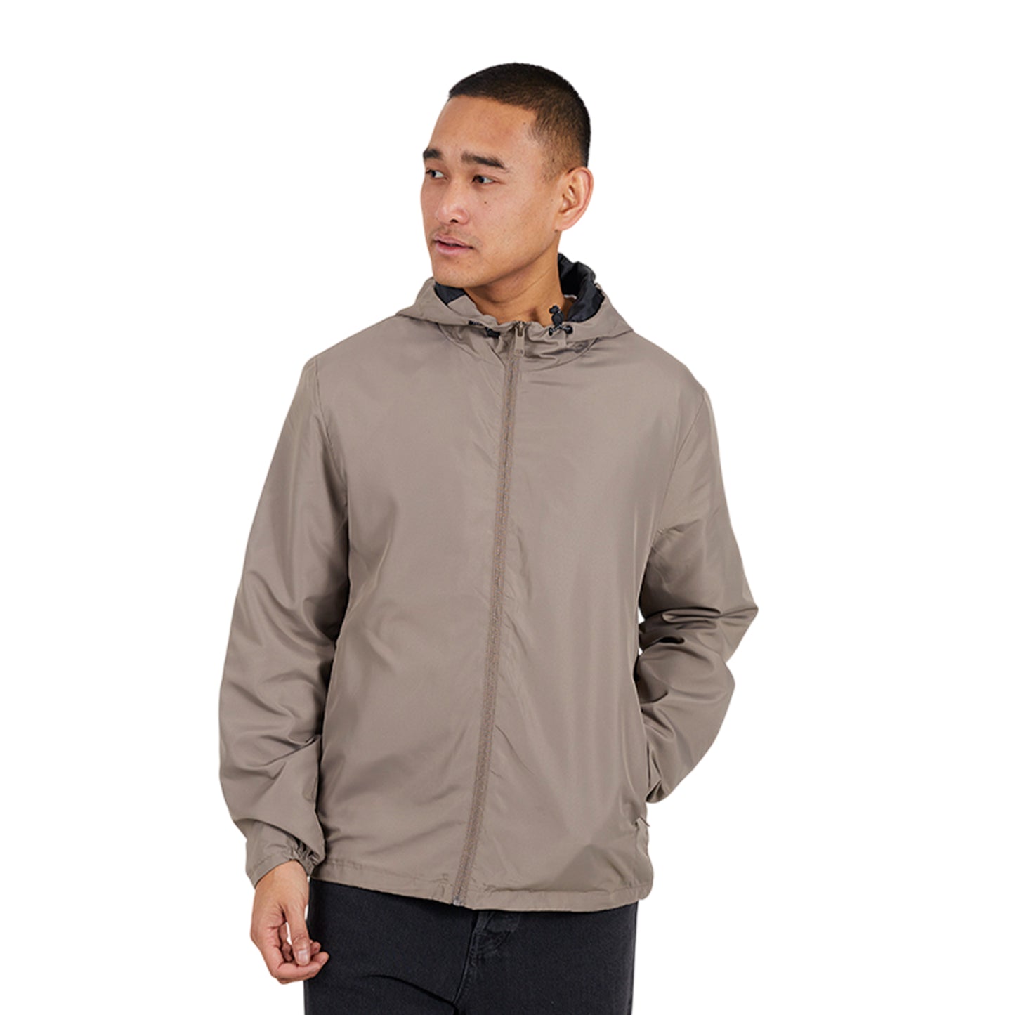 Taupe - Front - Brave Soul Mens Lightweight Hooded Jacket