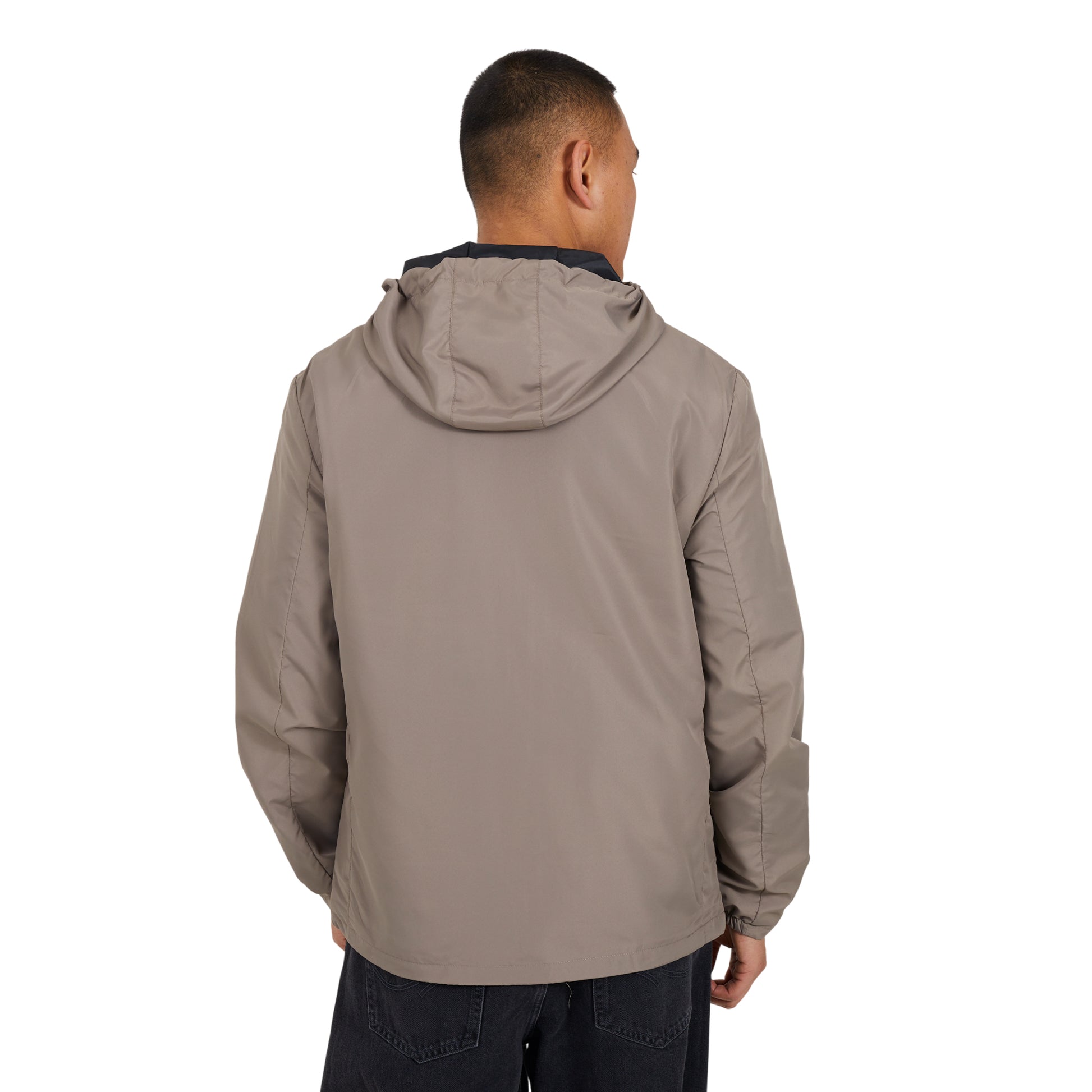 Taupe - Back - Brave Soul Mens Lightweight Hooded Jacket