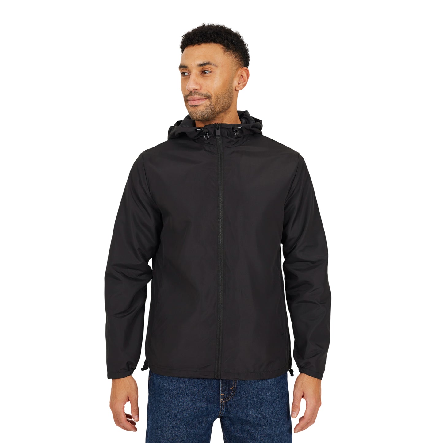 Black - Front - Brave Soul Mens Lightweight Hooded Jacket
