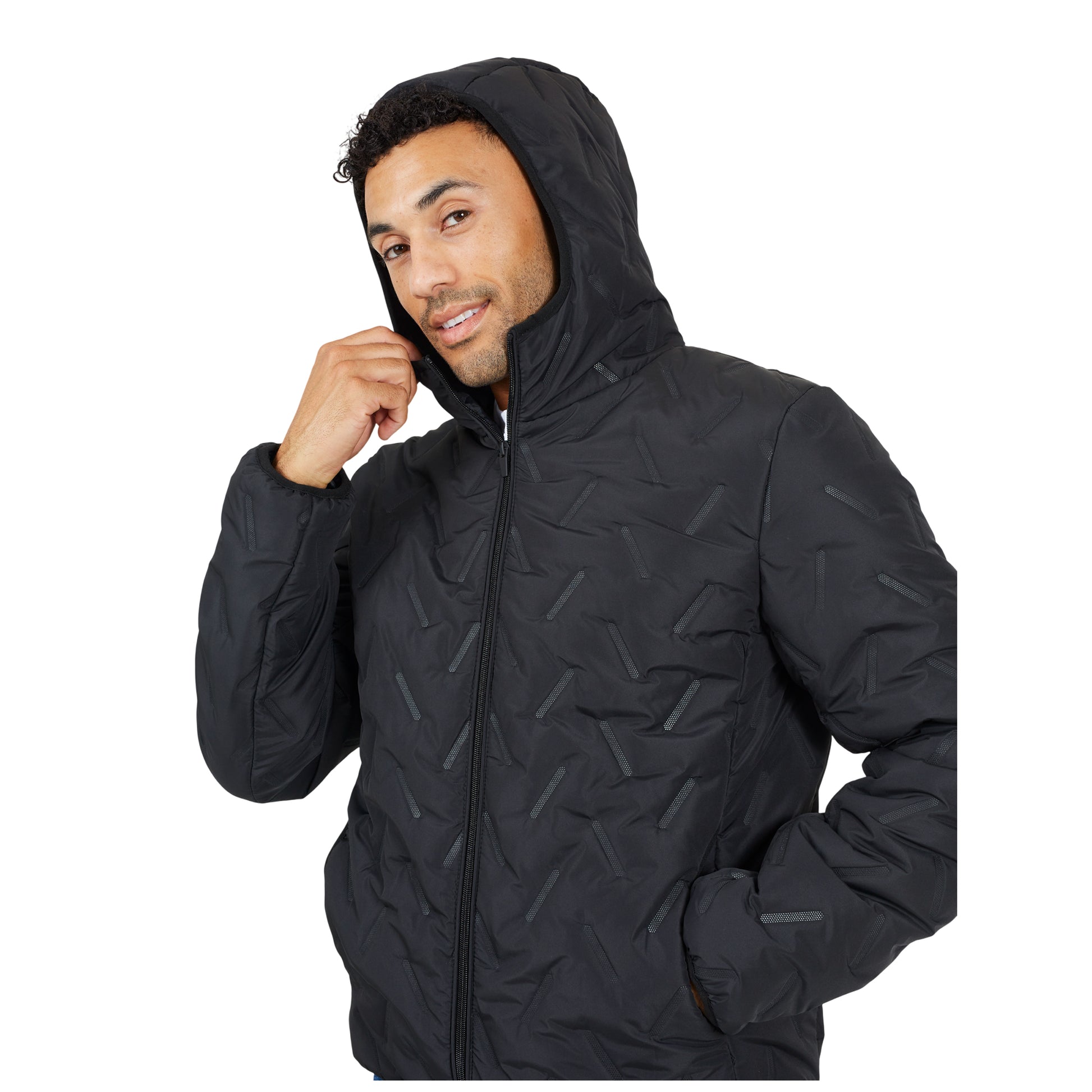 Black - Side - Brave Soul Mens Padded Hooded Jacket