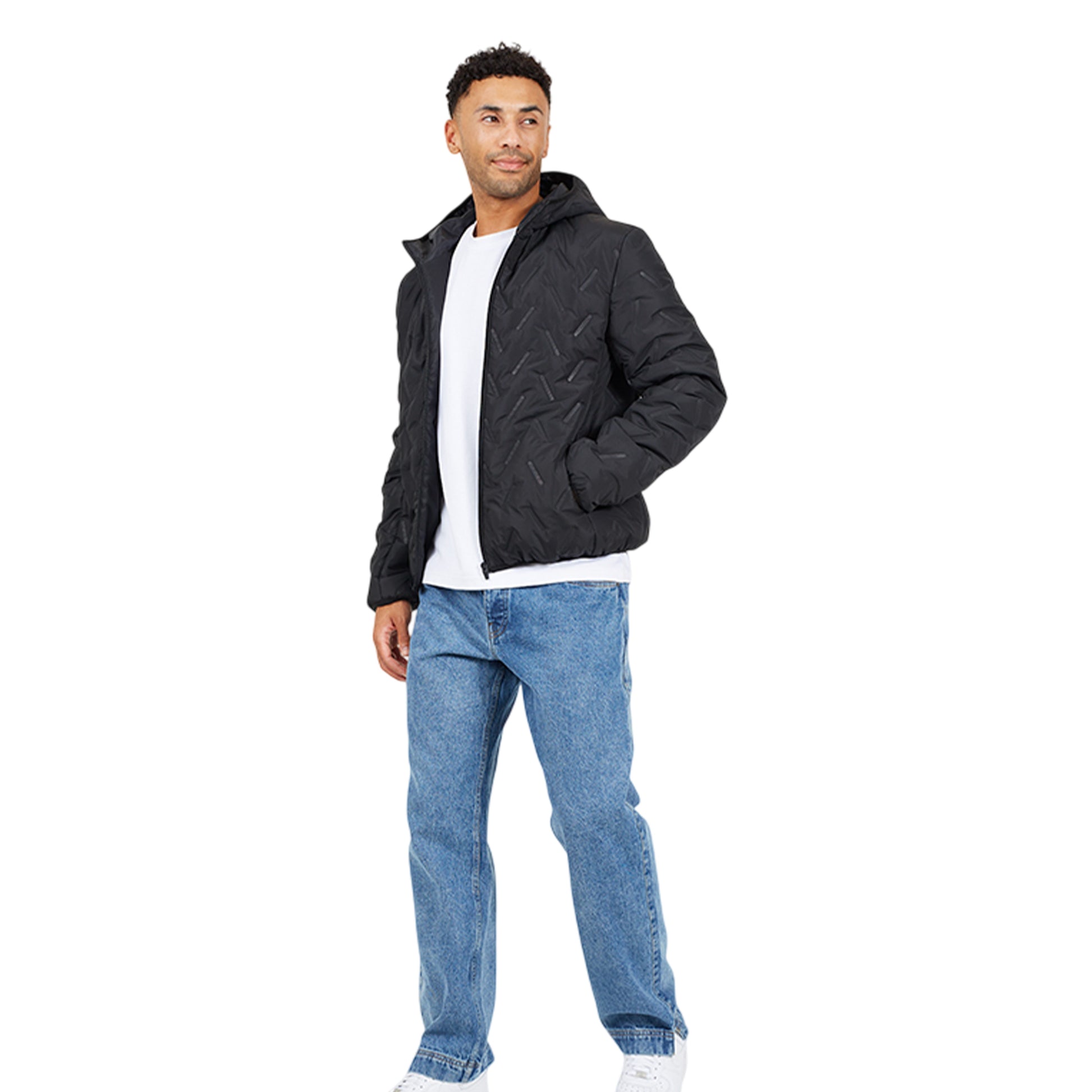 Black - Lifestyle - Brave Soul Mens Padded Hooded Jacket