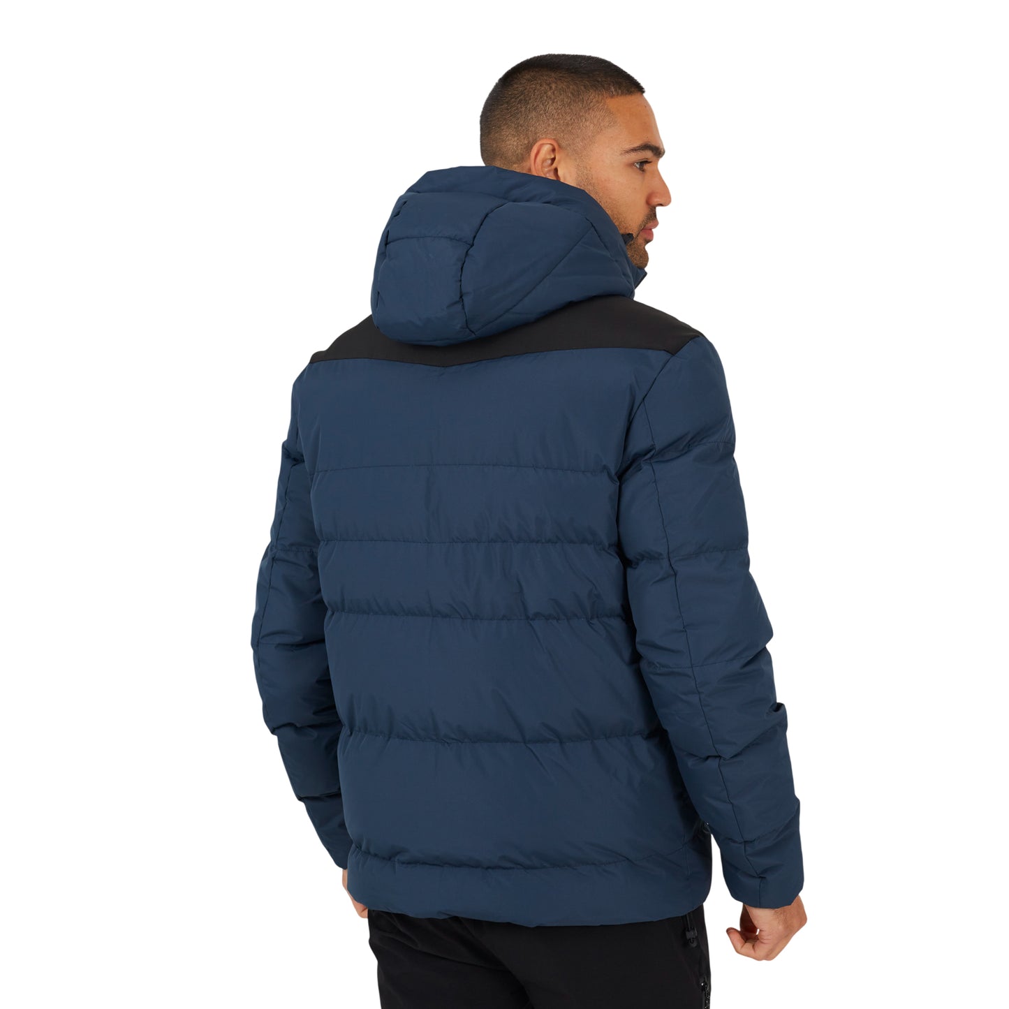 Petrol Blue - Back - Brave Soul Mens Quilted Padded Hooded Jacket
