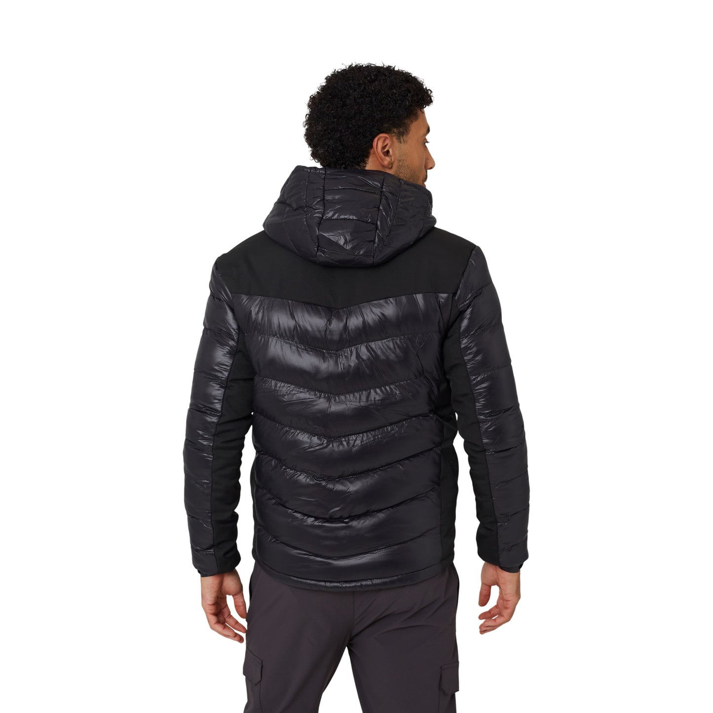 Black - Back - Brave Soul Mens Padded Hooded Jacket