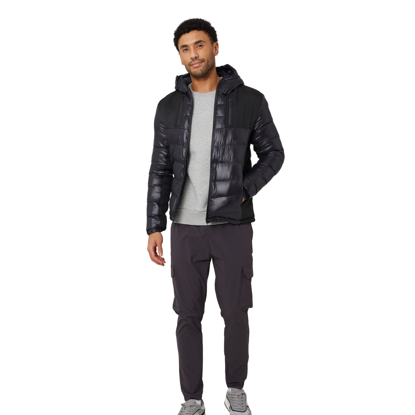 Black - Lifestyle - Brave Soul Mens Padded Hooded Jacket