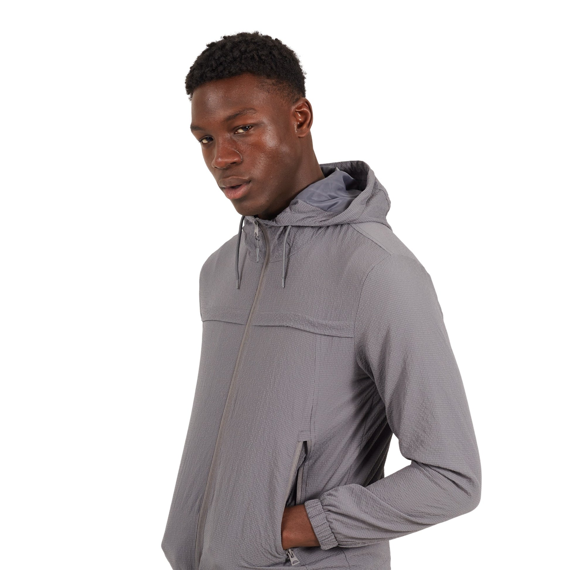 Dark Grey - Side - Brave Soul Mens Wind Hooded Jacket