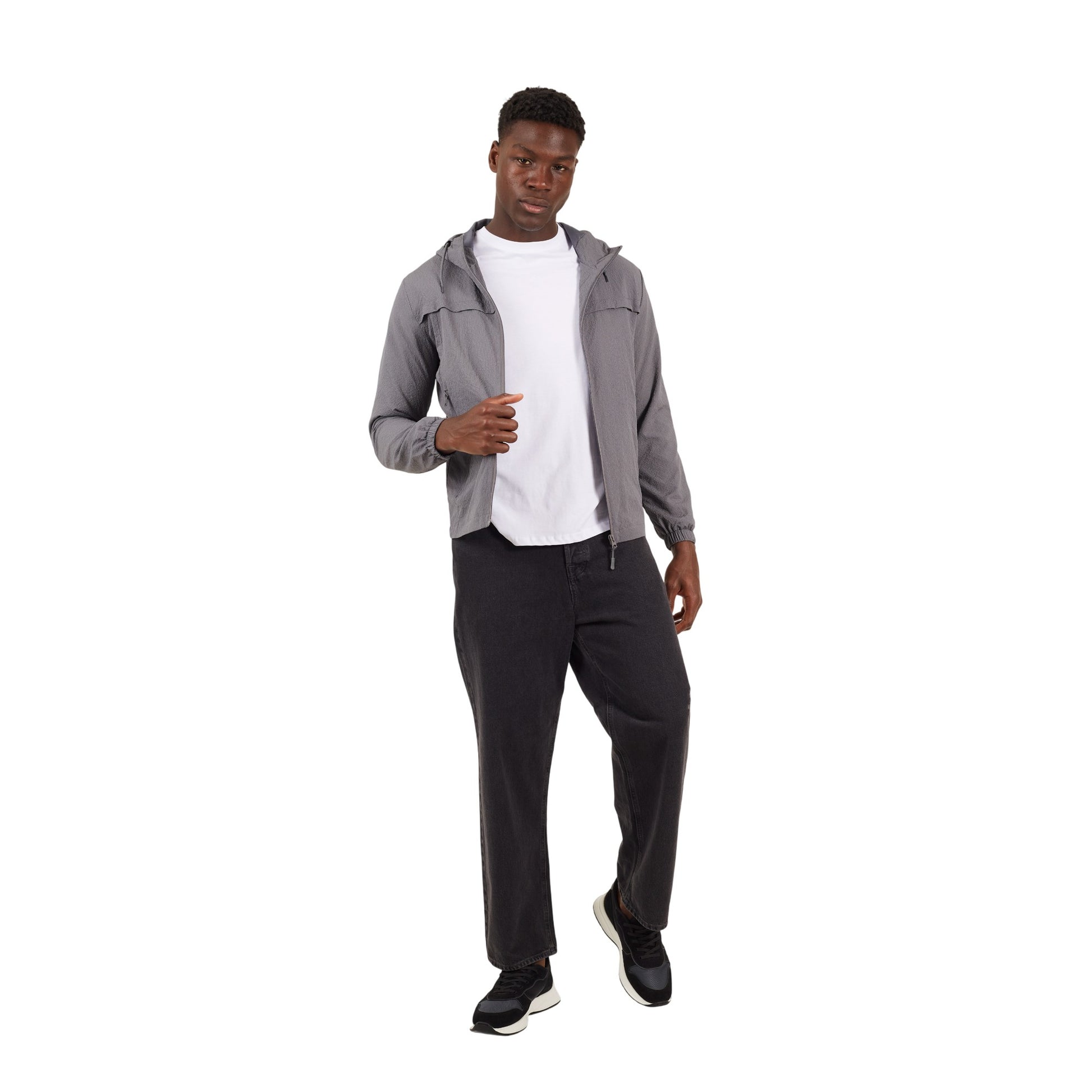 Dark Grey - Lifestyle - Brave Soul Mens Wind Hooded Jacket