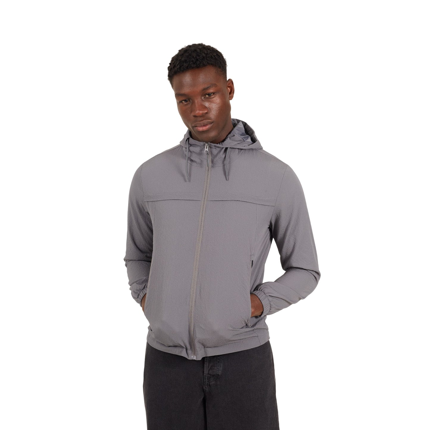 Dark Grey - Front - Brave Soul Mens Wind Hooded Jacket