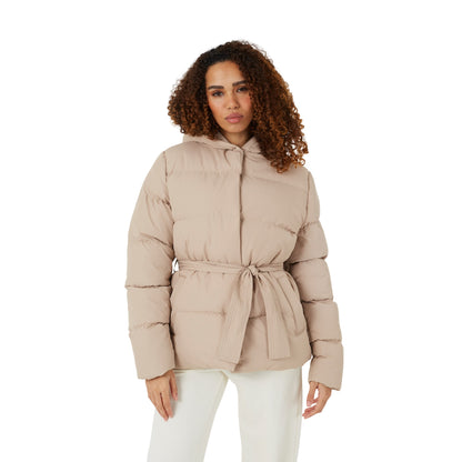 Stone - Front - Brave Soul Womens-Ladies Short Padded Hooded Jacket