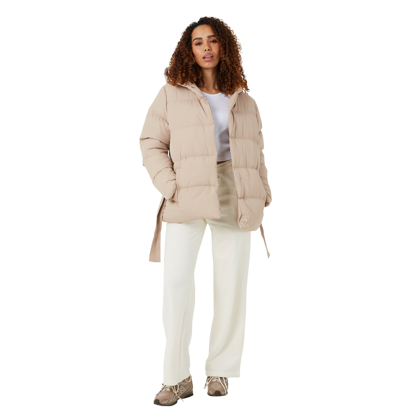 Stone - Lifestyle - Brave Soul Womens-Ladies Short Padded Hooded Jacket