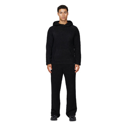 Black - Lifestyle - Good For Nothing Mens Knitted Fluffy Pull Over Oversized Hoodie