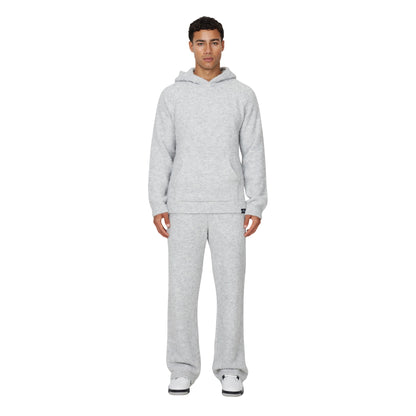 Grey - Lifestyle - Good For Nothing Mens Knitted Fluffy Pull Over Oversized Hoodie