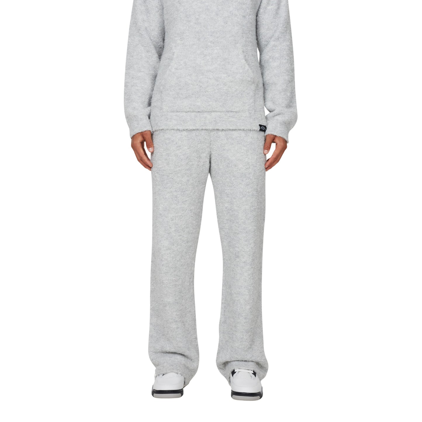 Grey - Front - Good For Nothing Mens Fluffy Knitted Baggy Joggers