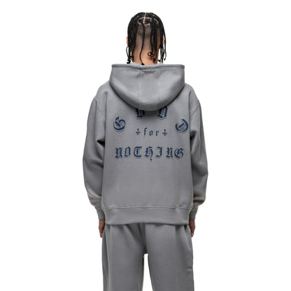 Grey - Back - Good For Nothing Mens Spray Washed Full Zip Full Zip Hoodie
