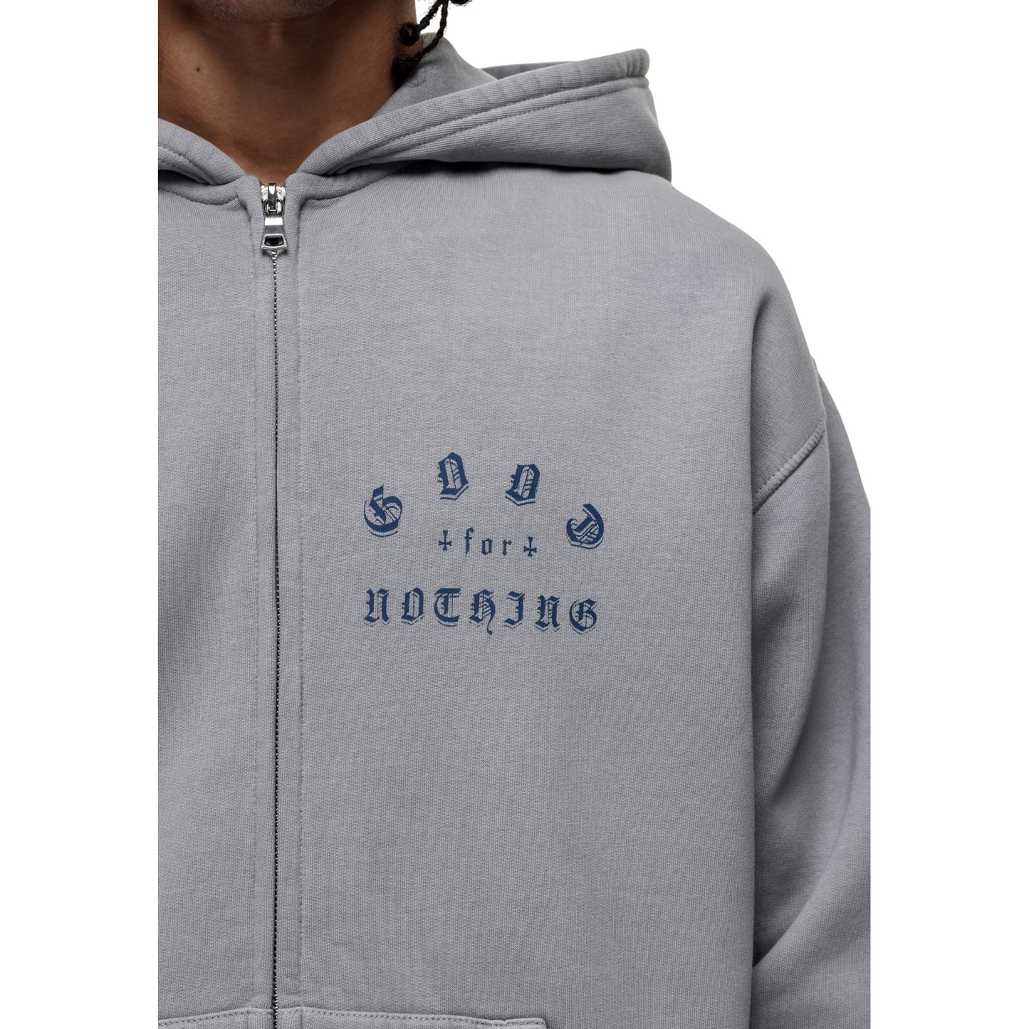 Grey - Lifestyle - Good For Nothing Mens Spray Washed Full Zip Full Zip Hoodie