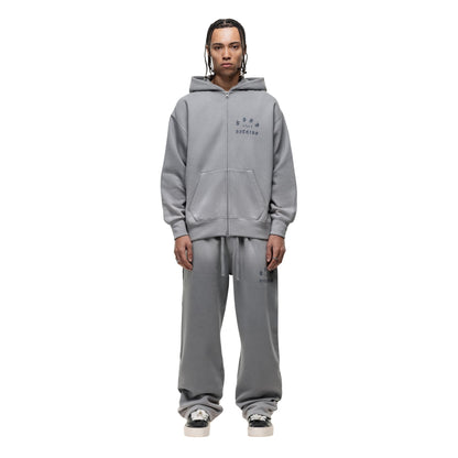 Grey - Pack Shot - Good For Nothing Mens Spray Washed Full Zip Full Zip Hoodie