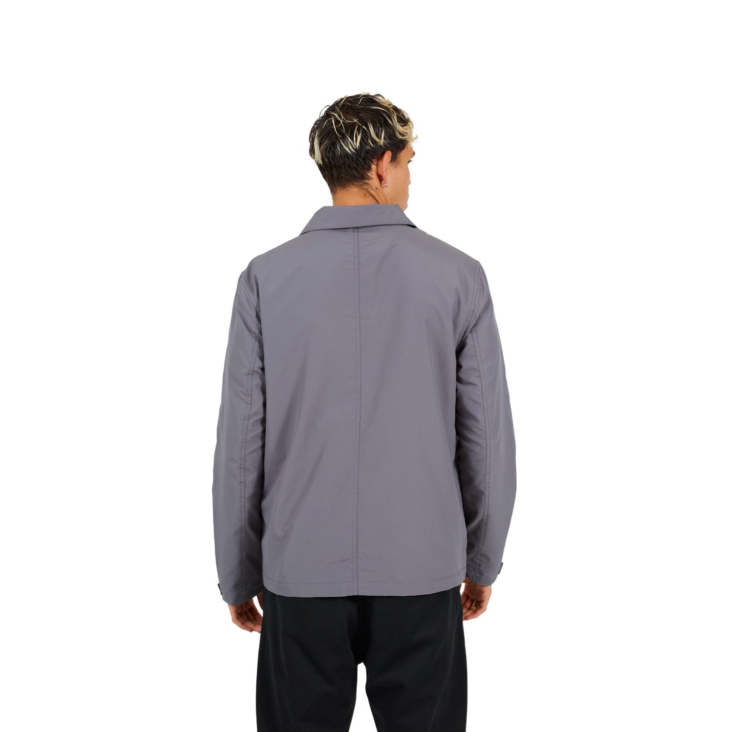 Grey - Back - Brave Soul Mens Taslan Coach Jacket