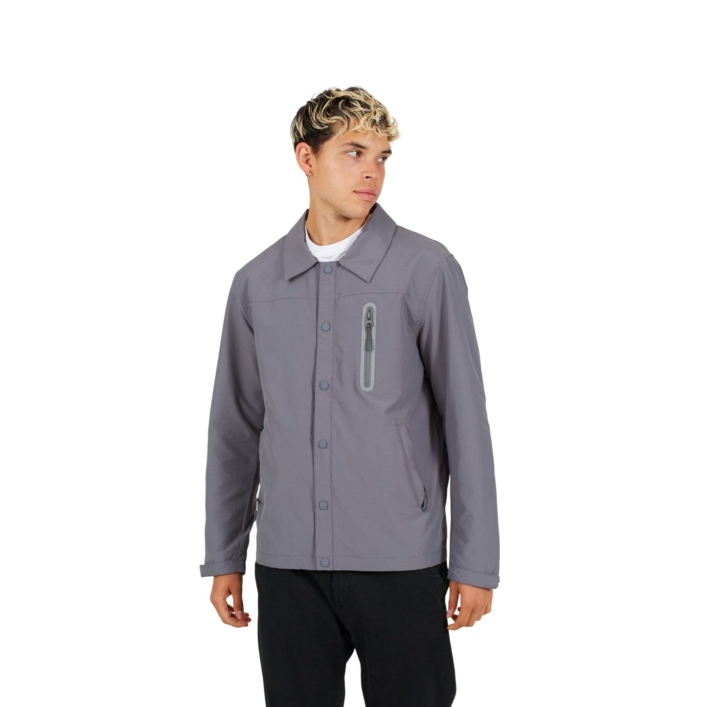 Grey - Front - Brave Soul Mens Taslan Coach Jacket