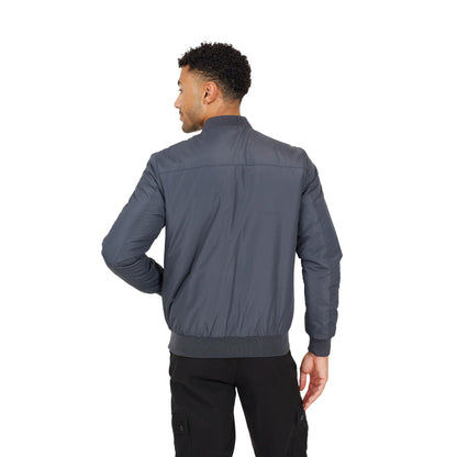 Dark Grey - Back - Brave Soul Mens Plain Padded Bomber Jacket