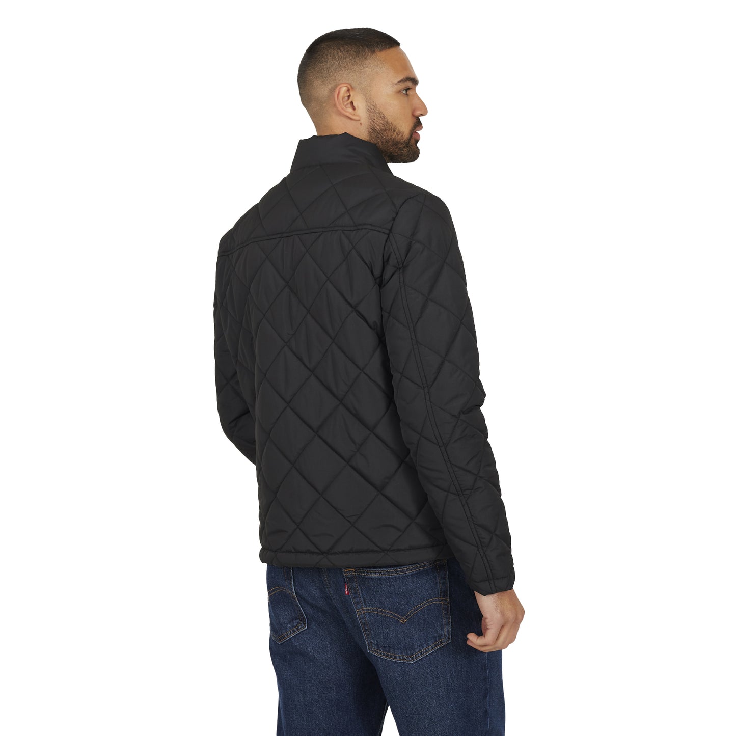 Black - Back - Brave Soul Mens Quilted Padded Jacket