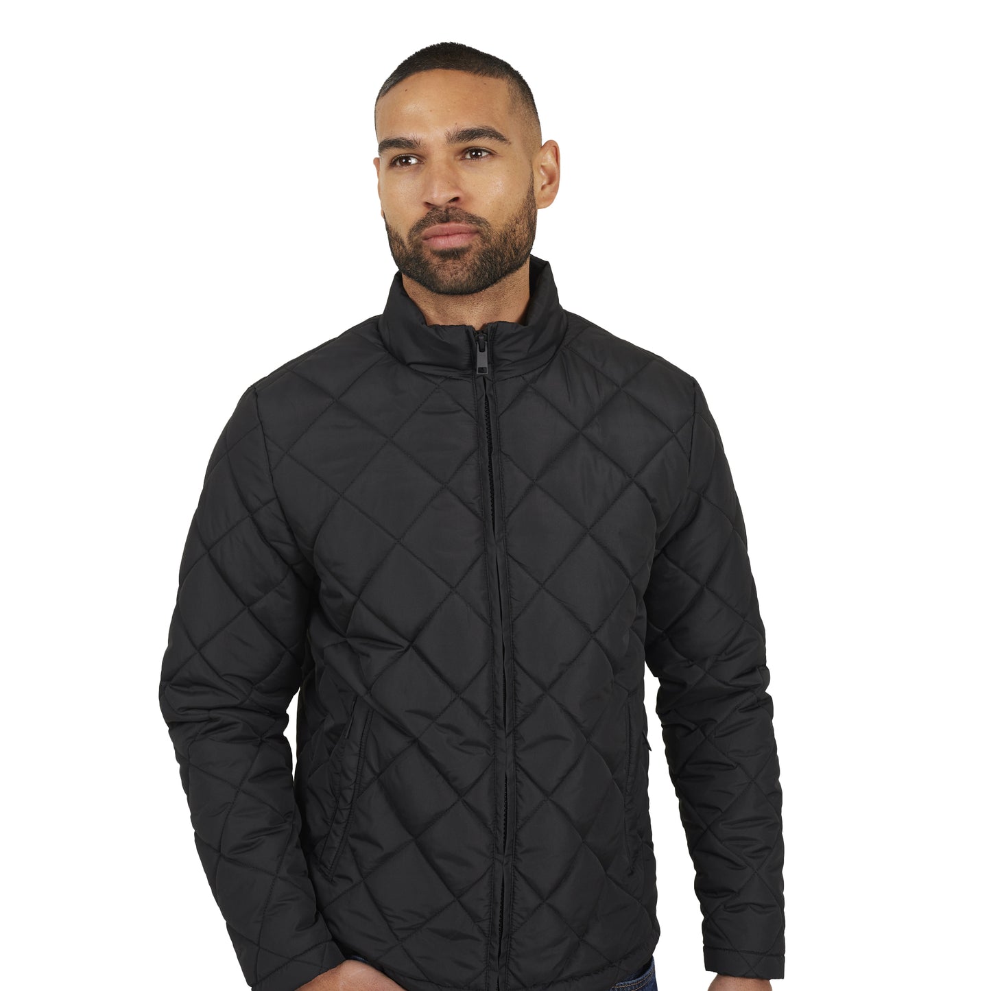 Black - Side - Brave Soul Mens Quilted Padded Jacket