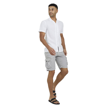 Light Grey - Side - Brave Soul Mens Cotton Twill Cargo Shorts