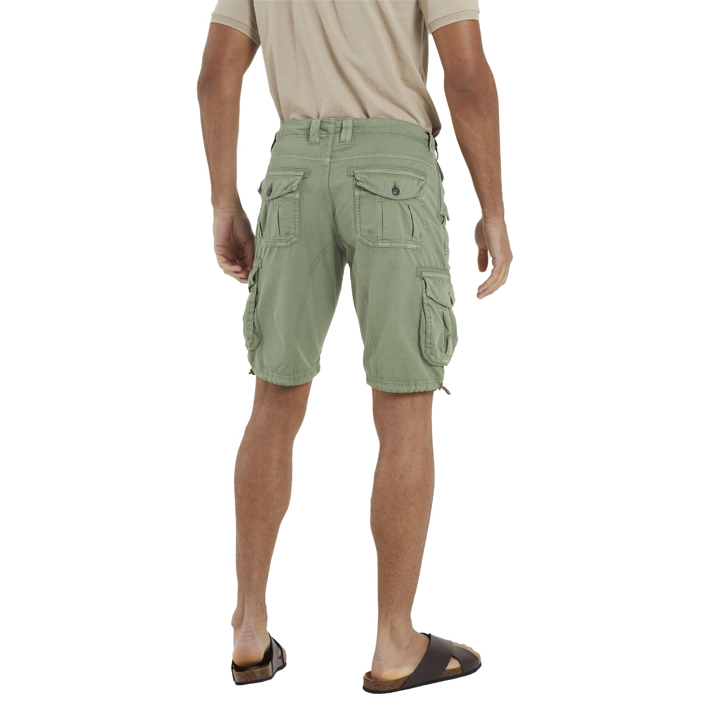 Sage - Back - Brave Soul Mens Cotton Twill Cargo Shorts