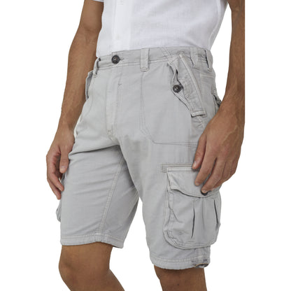 Light Grey - Front - Brave Soul Mens Cotton Twill Cargo Shorts