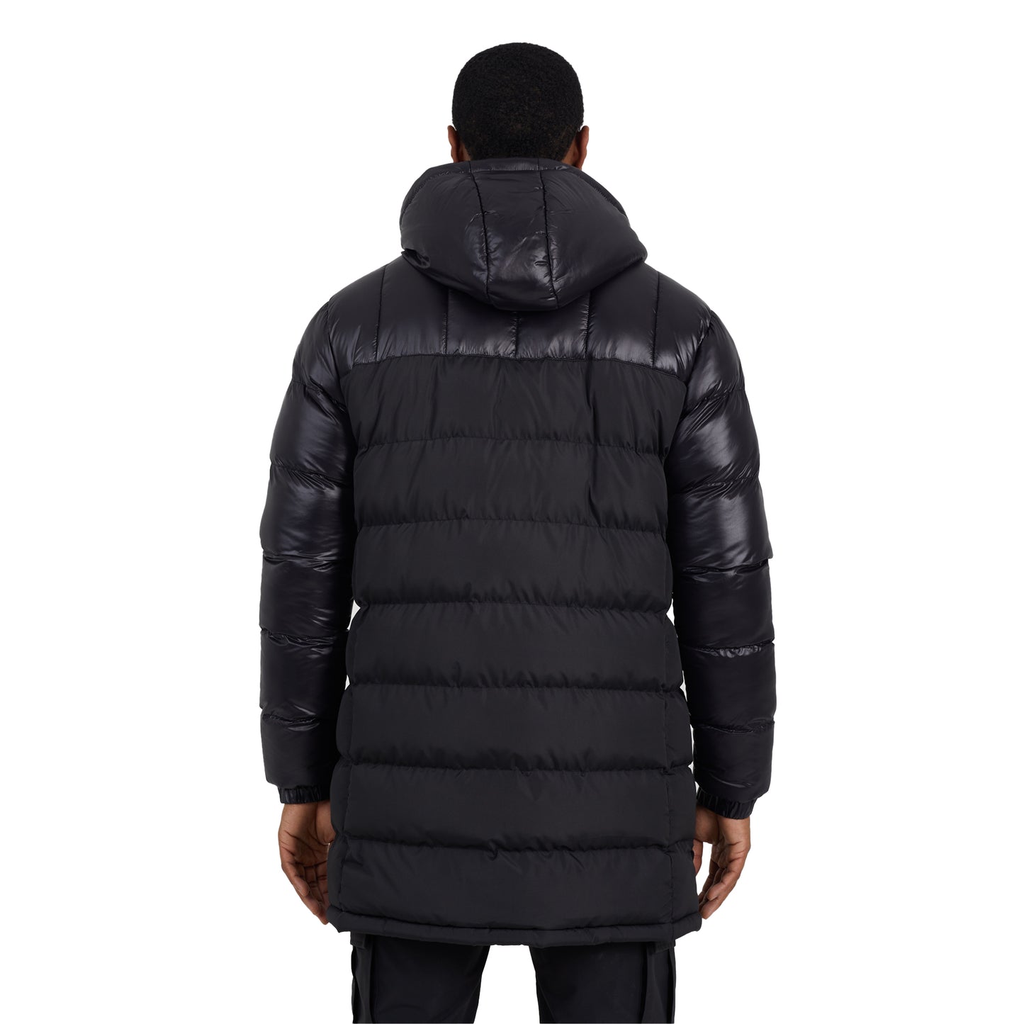 Black - Back - Brave Soul Mens Long Length Padded Jacket